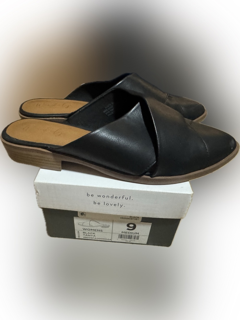 Wonderly Black Mules, “Tanya” , Size 9
